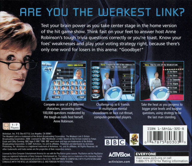 The Weakest Link - (PS1) PlayStation 1 [Pre-Owned] Video Games Activision   