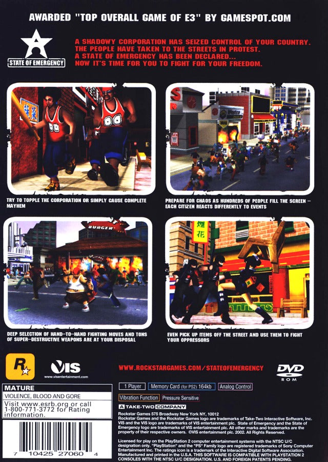 State of Emergency - (PS2) PlayStation 2 [Pre-Owned] Video Games Rockstar Games   
