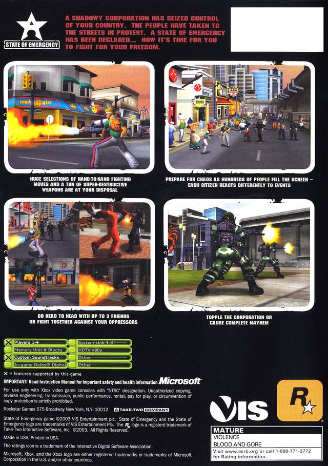 State of Emergency - Xbox Video Games Rockstar Games   
