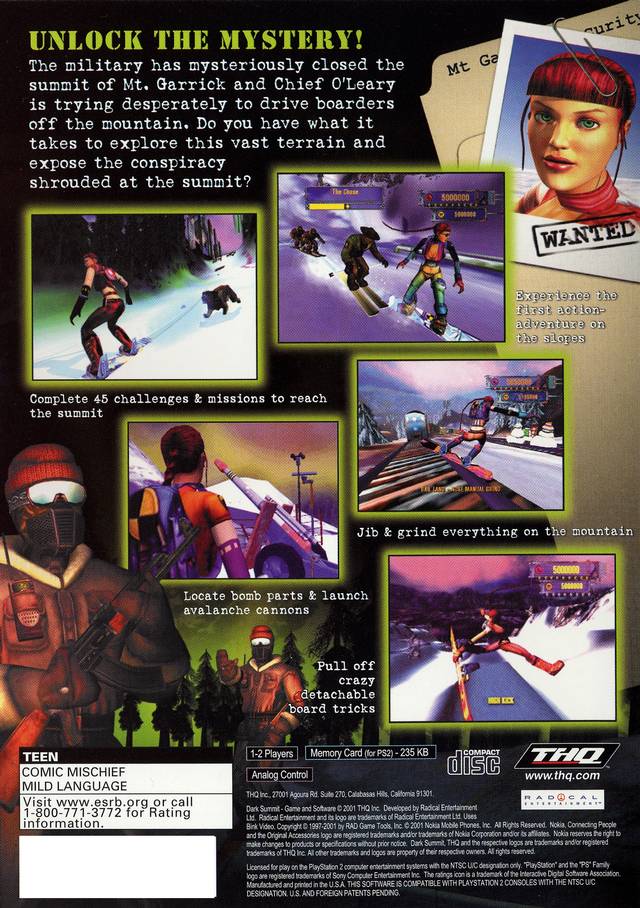 Dark Summit - PlayStation 2 Video Games THQ   