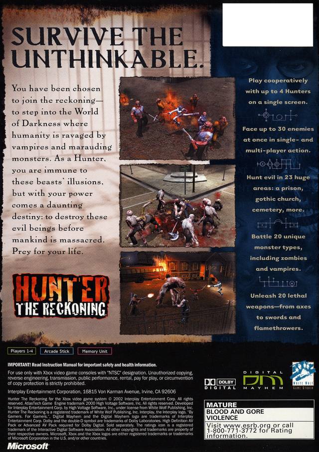 Hunter: The Reckoning - Xbox Video Games Interplay   