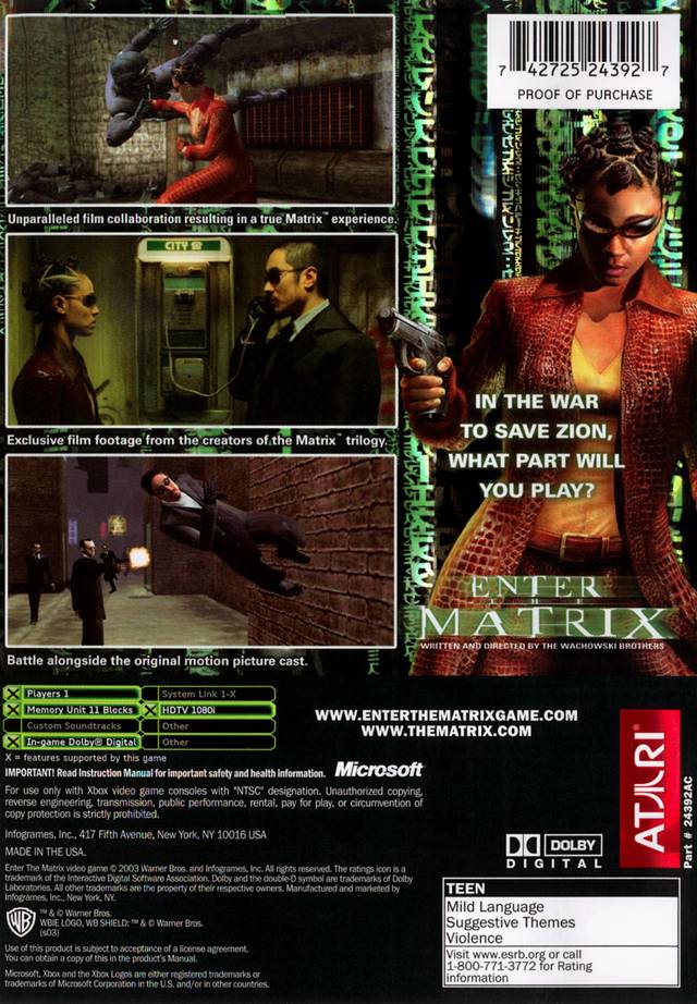 Enter the Matrix - (XB) Xbox [Pre-Owned] Video Games Atari SA   