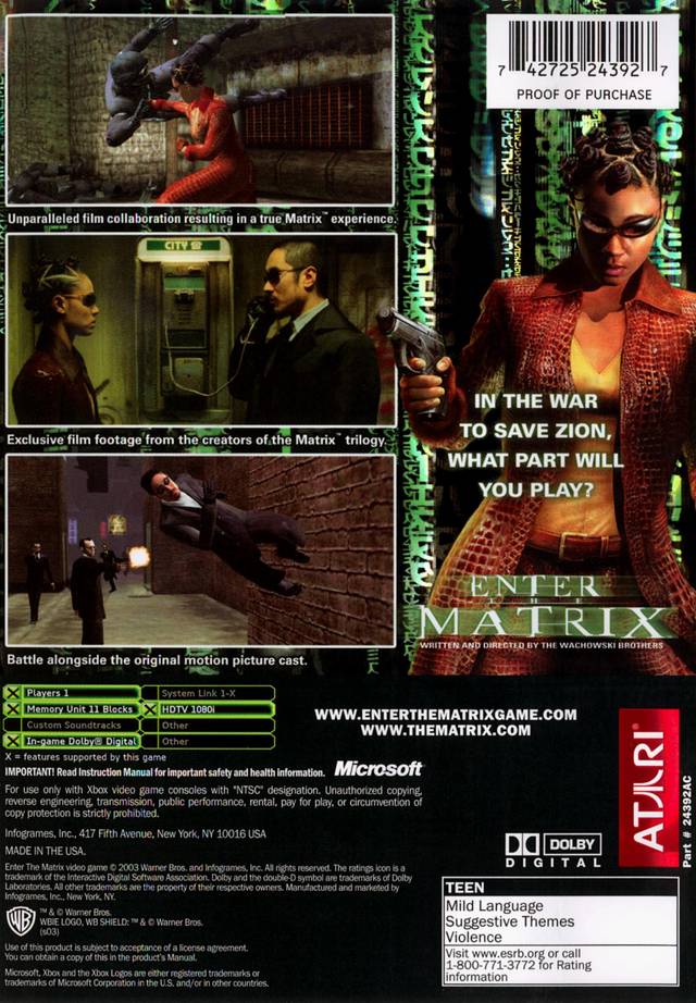 Enter the Matrix (Platinum Hits) - (XB) Xbox [Pre-Owned] Video Games Atari SA