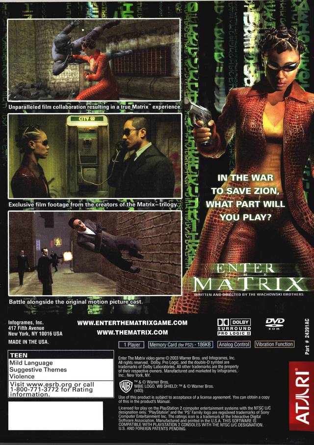 Enter the Matrix - (PS2) PlayStation 2 [Pre-Owned] Video Games Atari SA   