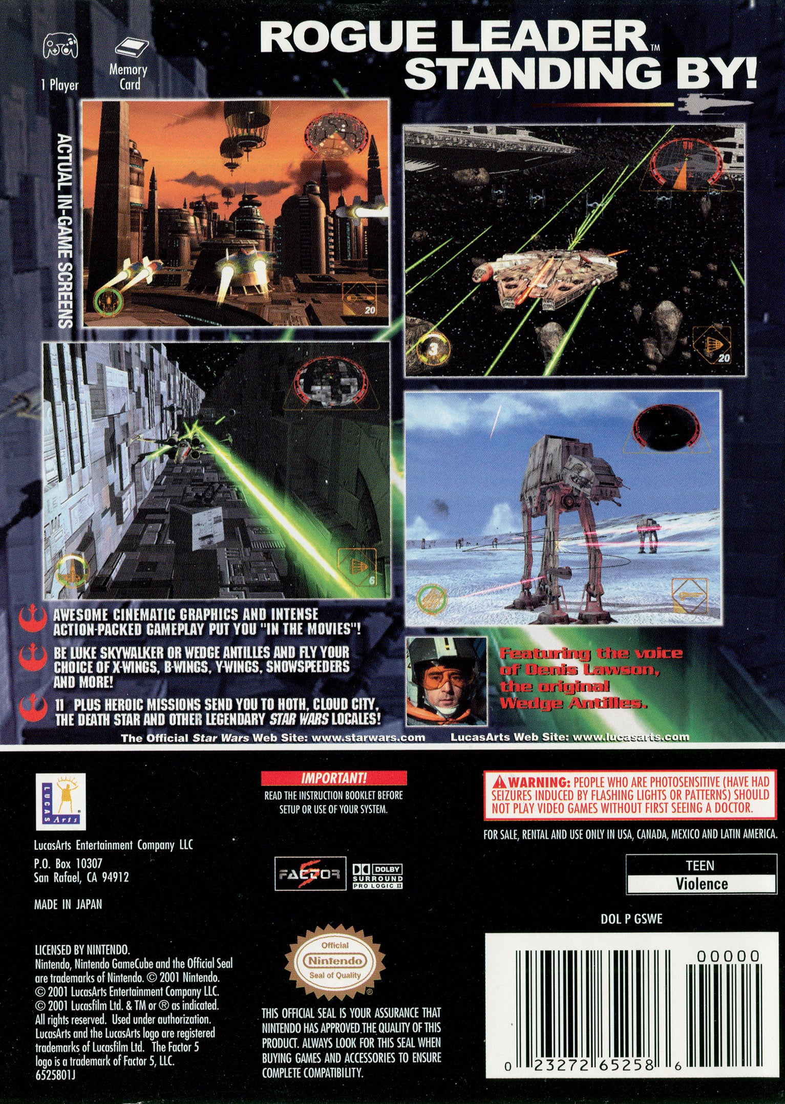 Star Wars Rogue Squadron II: Rogue Leader - (GC) GameCube Video Games LucasArts   
