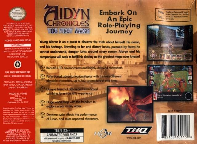 Aidyn Chronicles: The First Mage - (N64) Nintendo 64 [Pre-Owned] Video Games THQ   