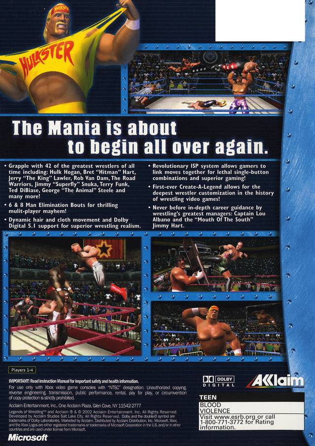 Legends of Wrestling - (XB) Xbox [Pre-Owned] Video Games Acclaim   