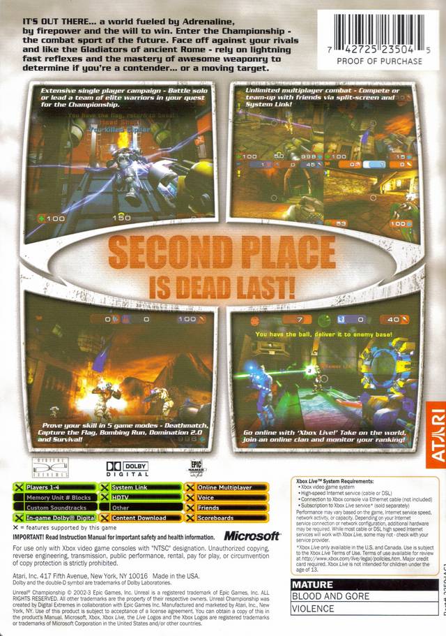 Unreal Championship (Platinum Hits) - (XB) Xbox [Pre-Owned] Video Games Atari SA   