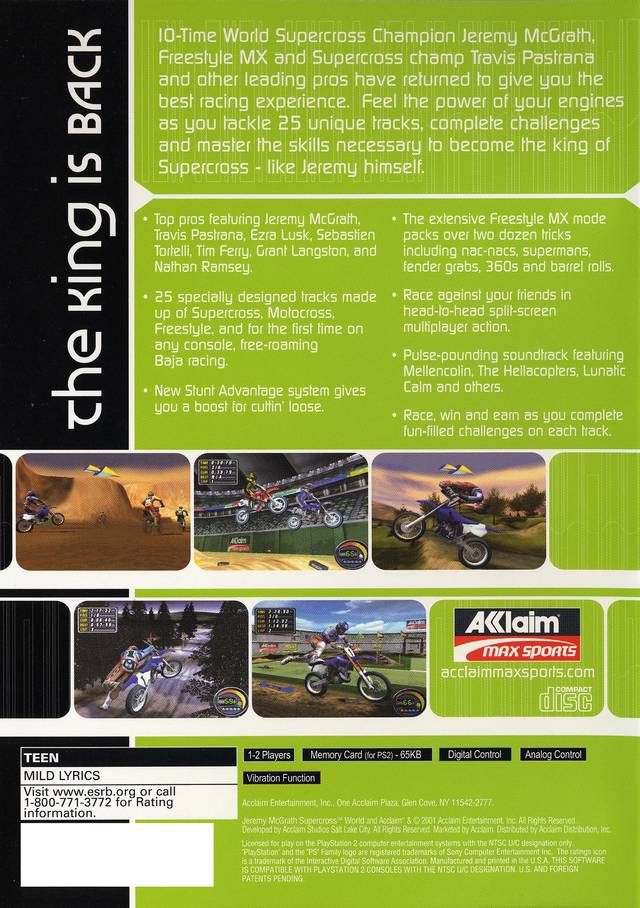 Jeremy McGrath Supercross World - (PS2) PlayStation 2 [Pre-Owned] Video Games Acclaim   