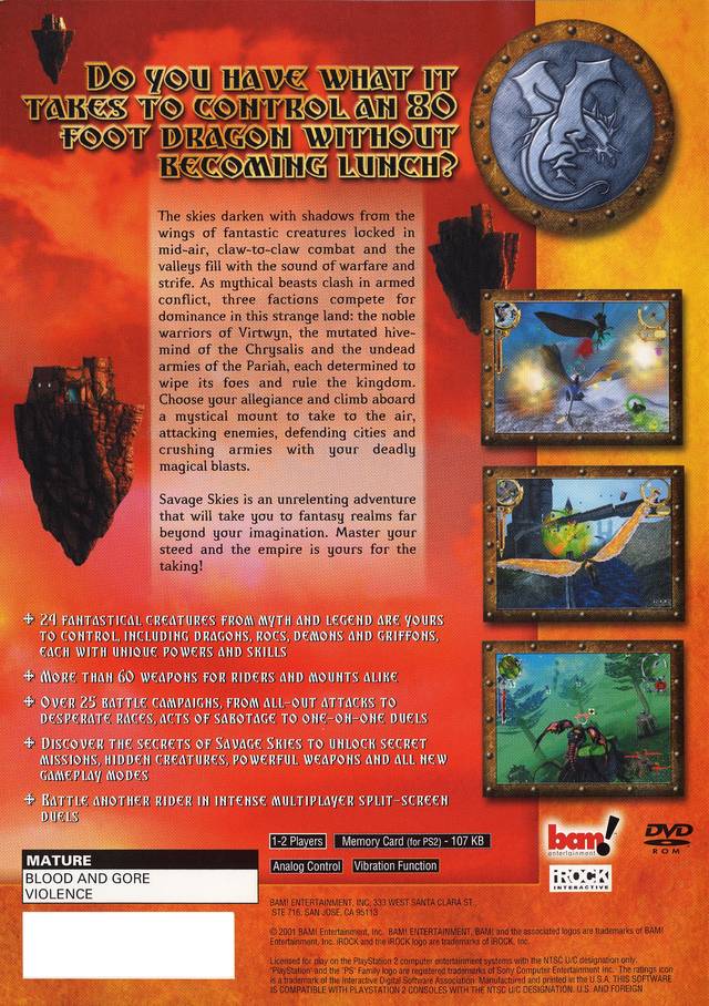 Savage Skies - PlayStation 2 Video Games Bam Entertainment   