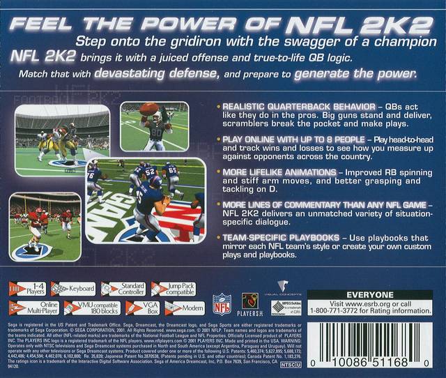 NFL 2K2 - (DC) SEGA Dreamcast  [Pre-Owned] Video Games Sega   