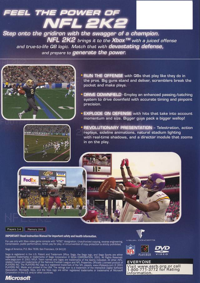 NFL 2K2 - (XB) Xbox [Pre-Owned] Video Games Sega   