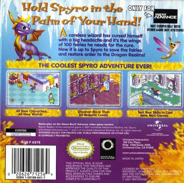GBA Spyro Season of Ice スパイロ アイス 北米版 ゲーム Amazon.com: Spyro: Season of Ice : Game Boy Advance: Video Games