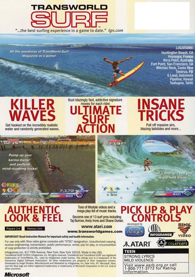 TransWorld Surf - (XB) Xbox Video Games Infogrames   