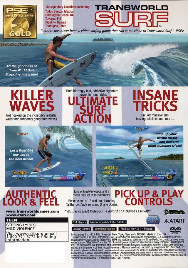 TransWorld Surf - (PS2) PlayStation 2 [Pre-Owned] Video Games Infogrames   