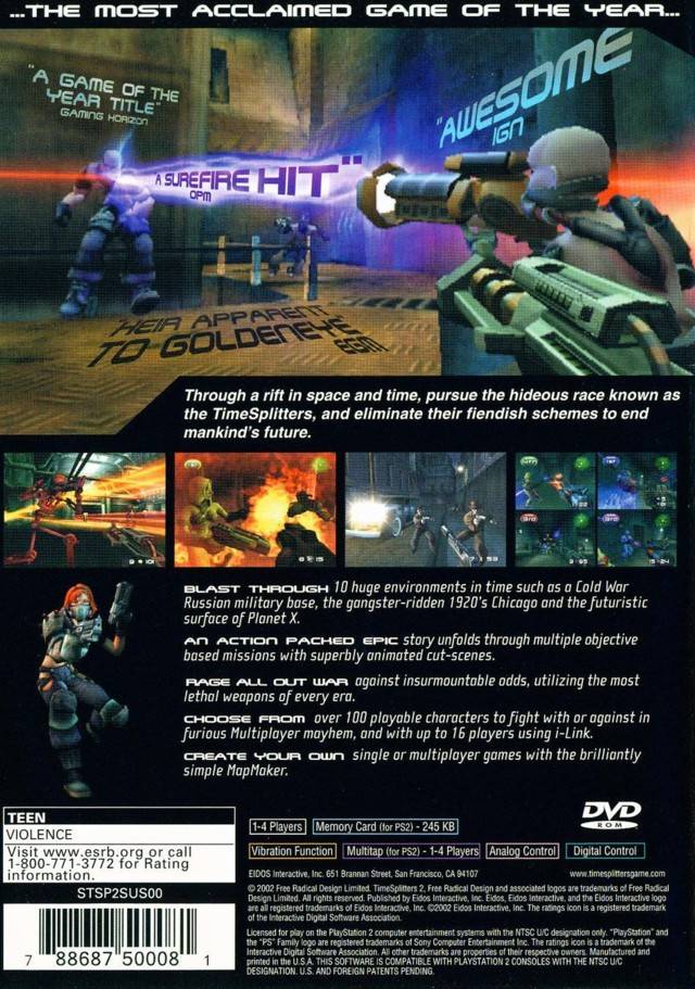 TimeSplitters 2 - (PS2) PlayStation 2 [Pre-Owned] Video Games Eidos Interactive   