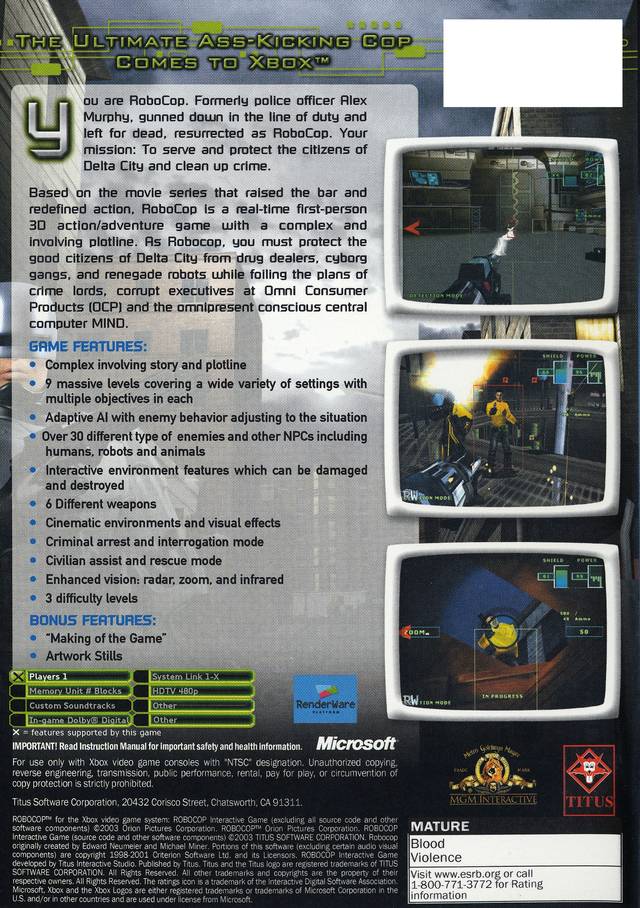 RoboCop - Xbox Video Games Titus Software   