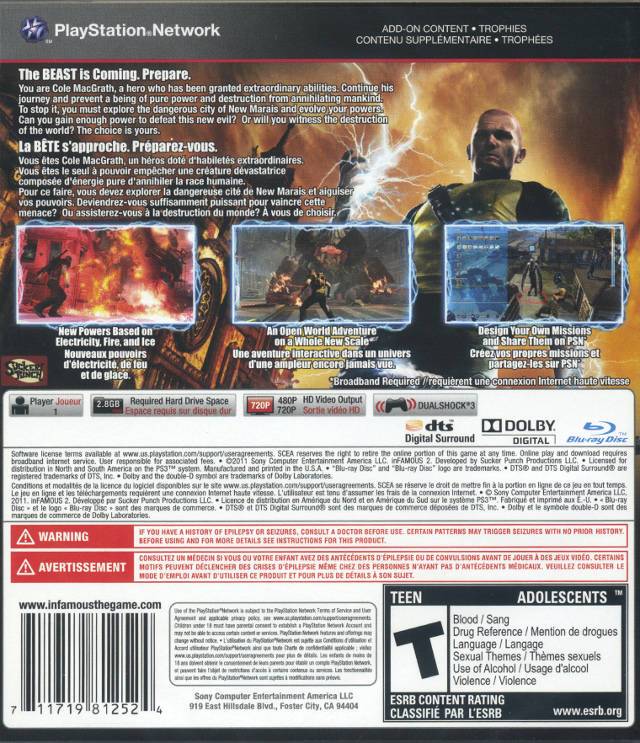 Jogo Infamous 2 em português Ps3 - Playstation 3 - Play 3 mídia física Jogo Infamous 2 em português Ps3 - Playstation 3 - Play 3 mídia física