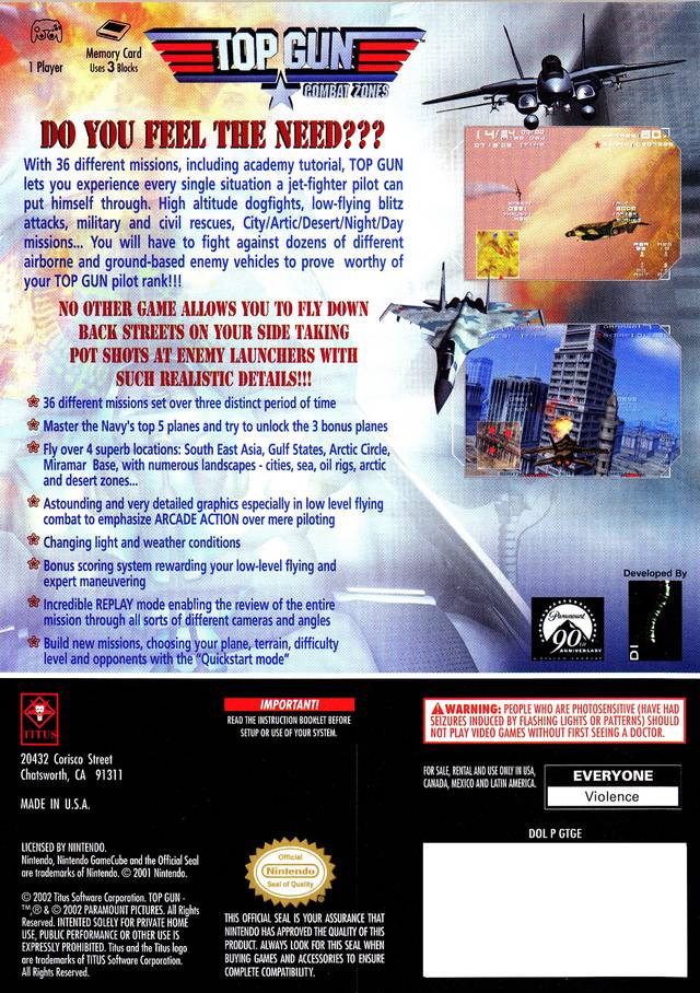 Top Gun: Combat Zones - (GC) GameCube Video Games Titus Software   