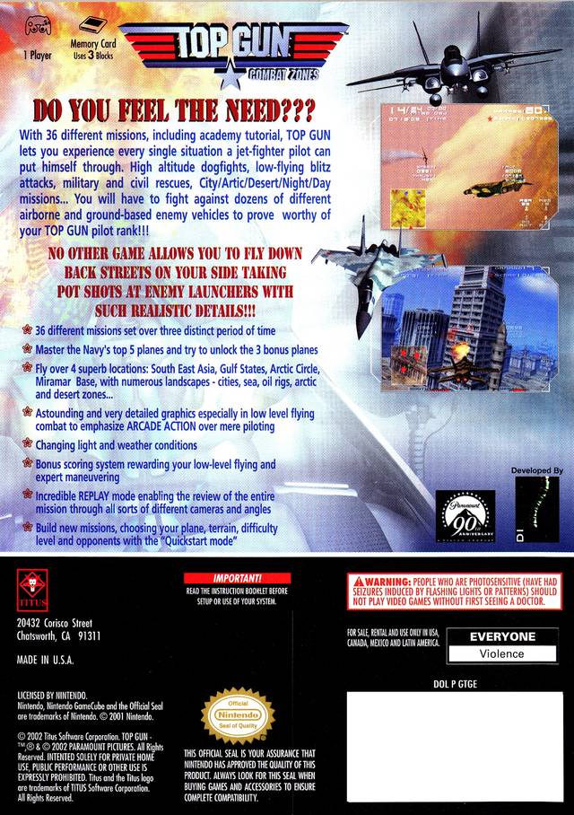 Top Gun: Combat Zones - (GC) GameCube [Pre-Owned] Video Games Titus Software   