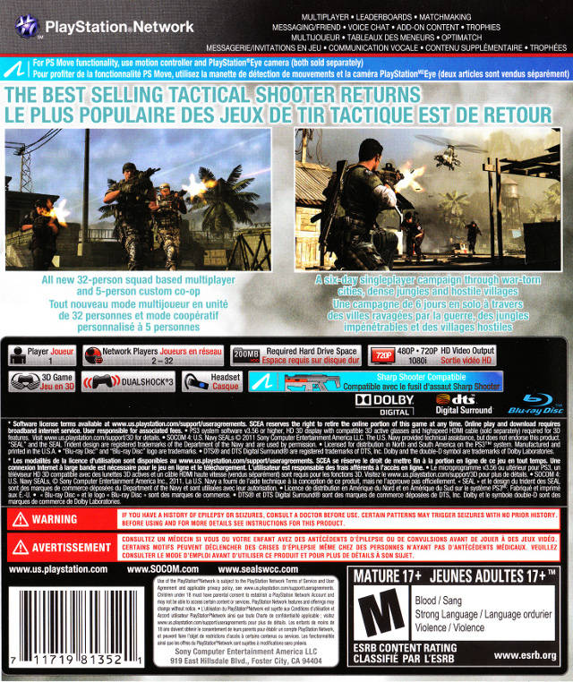 SOCOM 4: U.S. Navy SEALs - (PS3) PlayStation 3 [Pre-Owned] Video Games SCEA   