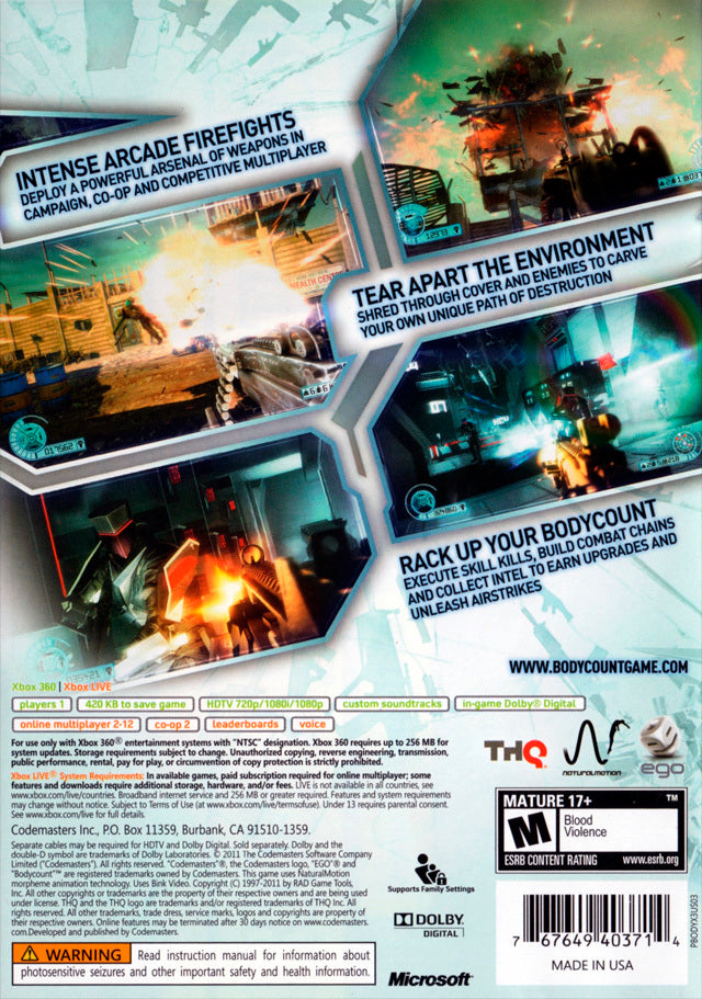 Bodycount - Xbox 360 Video Games Codemasters   