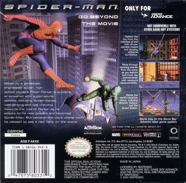Spider-Man - (GBA) Game Boy Advance Video Games Activision   