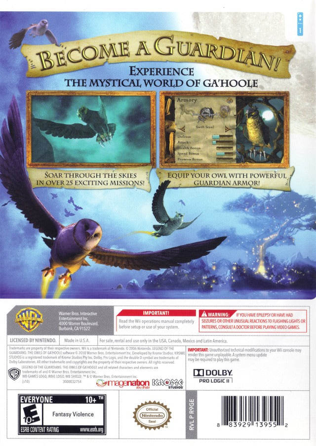 Legend of the Guardians: The Owls of Ga'Hoole - Nintendo Wii [Pre-Owned] Video Games Warner Bros. Interactive Entertainment   