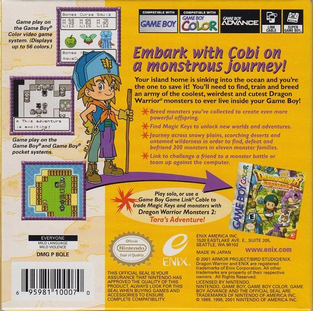 Dragon Warrior Monsters 2: Cobi's Journey - (GBC) Game Boy Color [Pre-Owned] Video Games Enix Corporation   