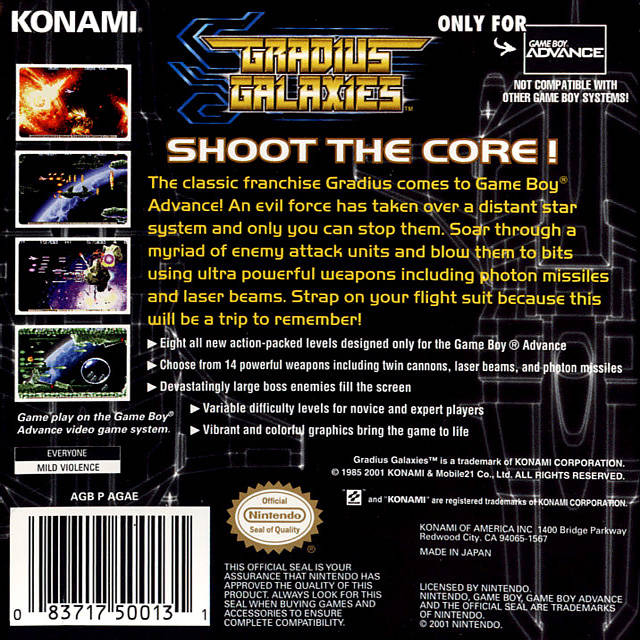 Gradius Galaxies - (GBA) Game Boy Advance [Pre-Owned] Video Games Konami   
