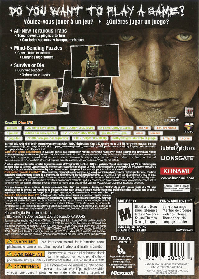 Saw II: Flesh & Blood - Xbox 360 Video Games Konami   