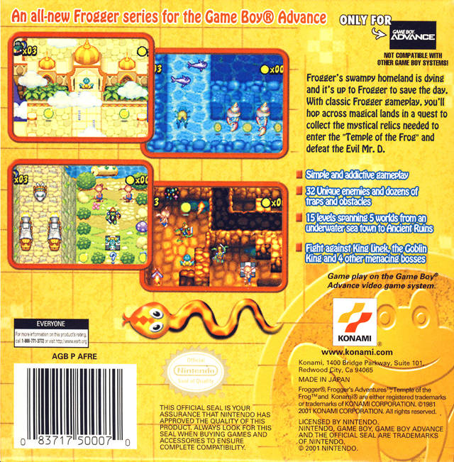 Frogger's Adventures: Temple of the Frog - (GBA) Game Boy Advance [Pre-Owned] Video Games Konami   