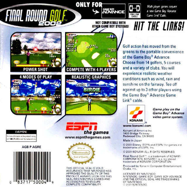ESPN Final Round Golf 2002 - (GBA) Game Boy Advance Video Games Konami   