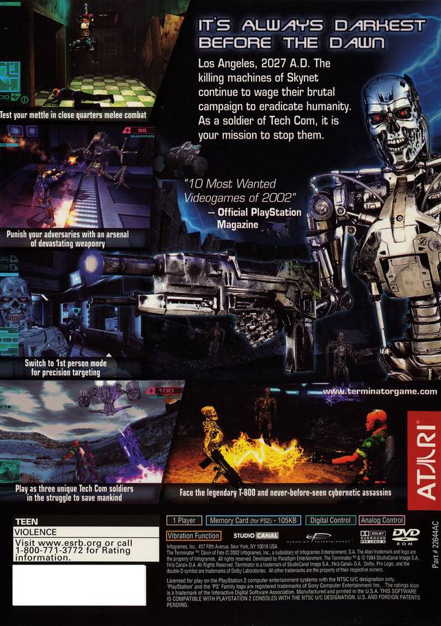 The Terminator: Dawn of Fate - (PS2) PlayStation 2 Video Games Atari SA   