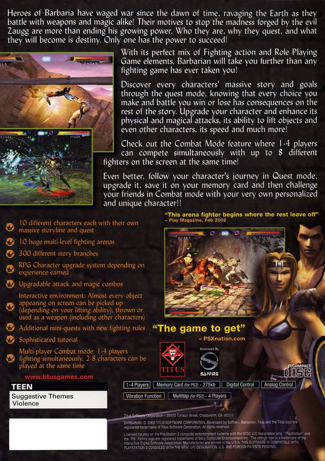 Barbarian - (PS2) PlayStation 2 Video Games Titus Software   
