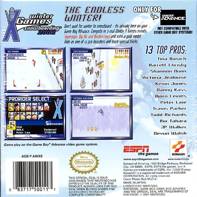 ESPN Winter X-Games Snowboarding 2002 - (GBA) Game Boy Advance [Pre-Owned] Video Games Konami   