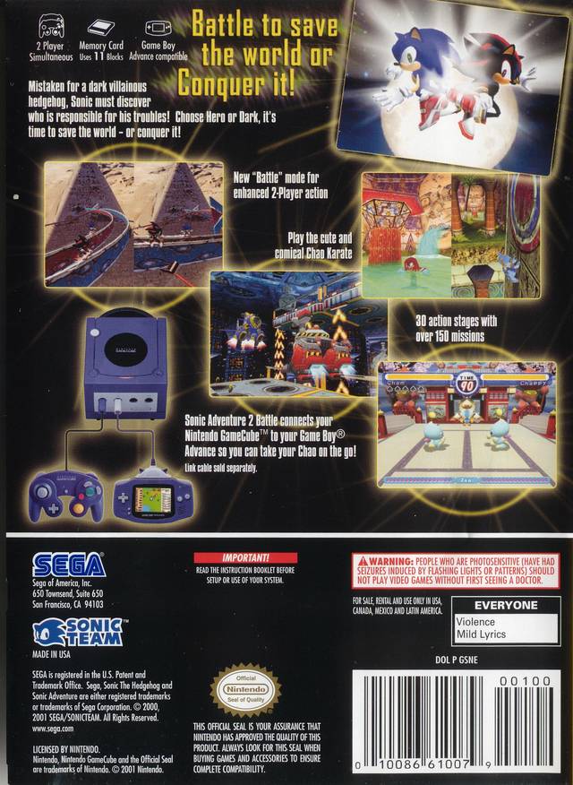 Sonic Adventure 2 Battle (Player's Choice) - (GC) GameCube [Pre-Owned] Video Games Sega   