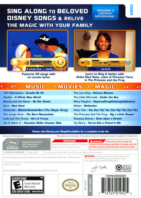 Disney Sing It: Family Hits - Nintendo Wii [Pre-Owned] Video Games Disney Interactive Studios   