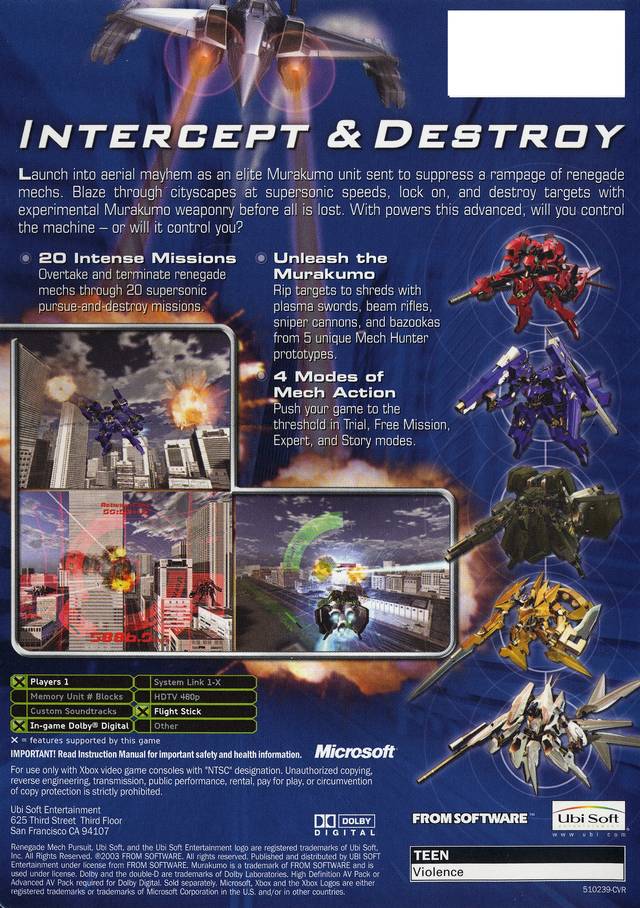 Murakumo: Renegade Mech Pursuit - Xbox Video Games Ubisoft   