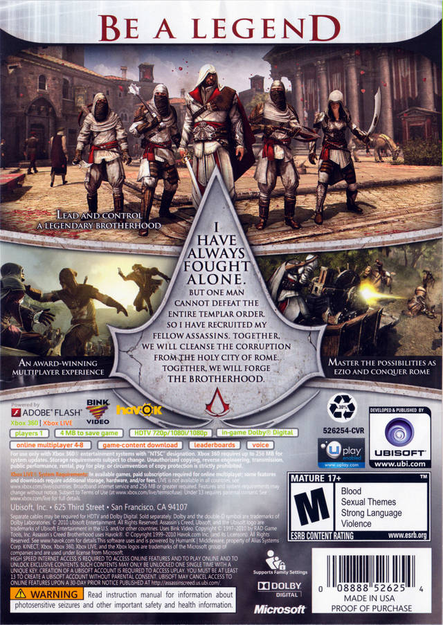 Assassin's Creed: Brotherhood - Xbox 360 [Pre-Owned] Video Games Ubisoft   