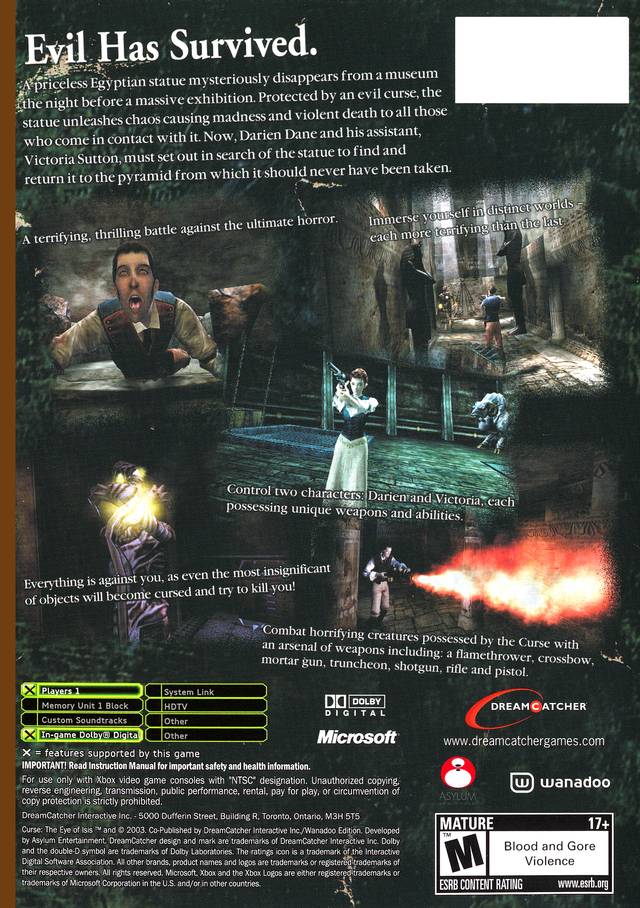 Curse: The Eye of Isis - (XB) Xbox Video Games DreamCatcher Interactive   