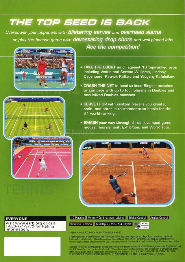 Sega Sports Tennis - (PS2) PlayStation 2 [Pre-Owned] Video Games Sega   