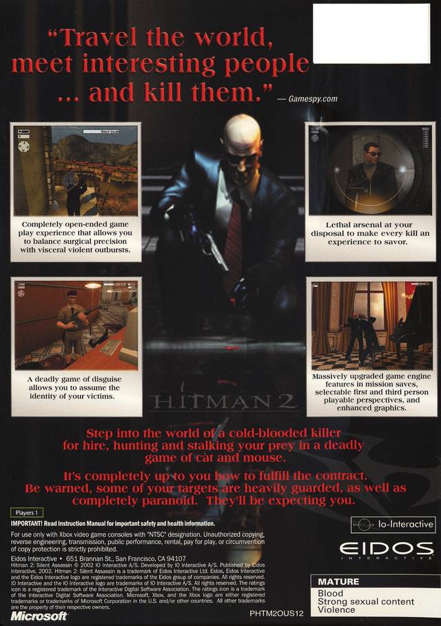 Hitman 2: Silent Assassin - (XB) Xbox [Pre-Owned] Video Games Eidos Interactive   