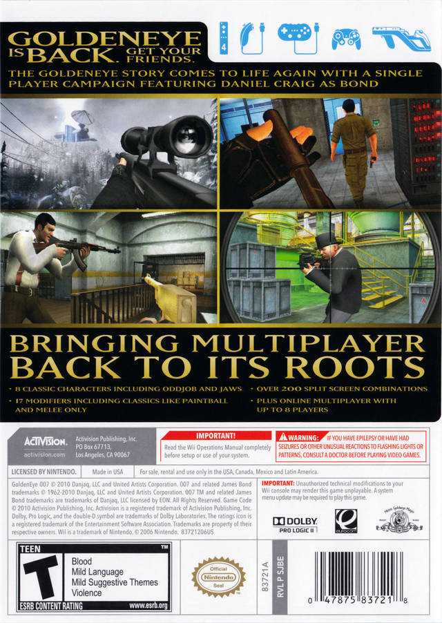 Goldeneye 007 Box Back 007 GoldenEye James Bond Nintendo 64 N64