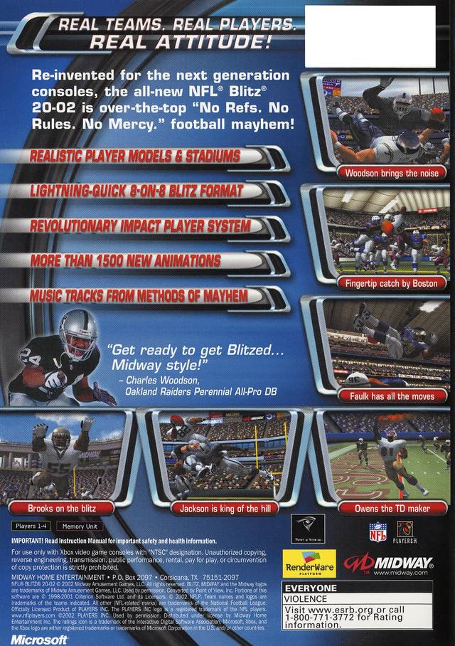 NFL Blitz 20-02 - Xbox Video Games Midway   