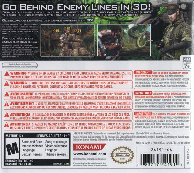 Metal Gear Solid: Snake Eater 3D - Nintendo 3DS [Pre-Owned] Video Games Konami   