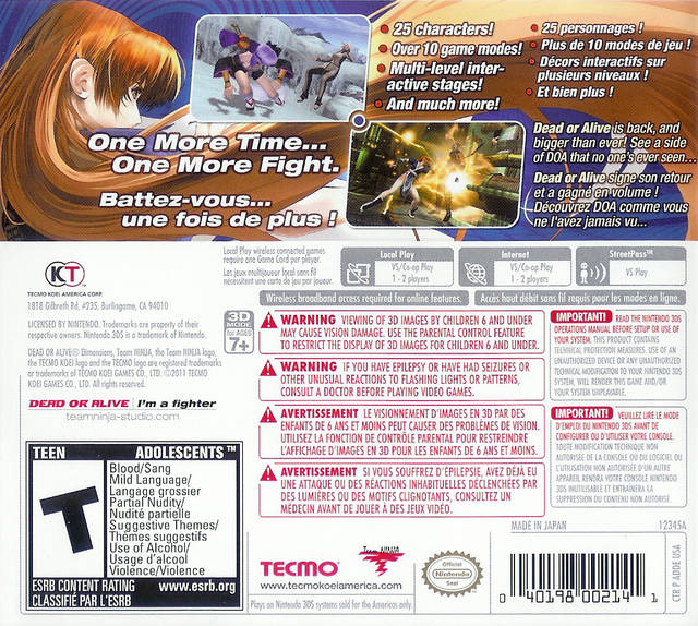 Dead or Alive: Dimensions - Nintendo 3DS [Pre-Owned] Video Games Tecmo Koei Games   