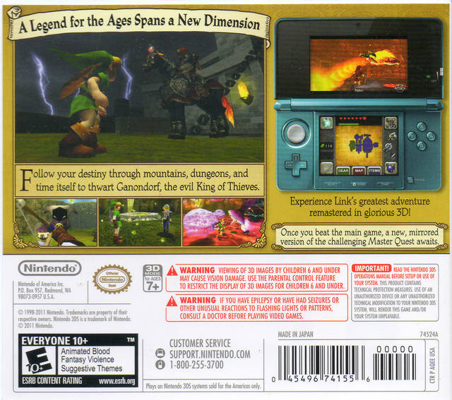 The Legend of Zelda: Ocarina of Time 3D - Nintendo 3DS Video Games Nintendo   