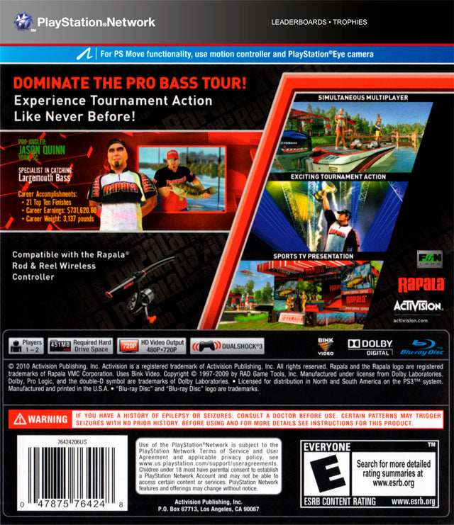 Rapala Pro Bass Fishing 2010 - (PS3) PlayStation 3 [Pre-Owned] Video Games Activision   