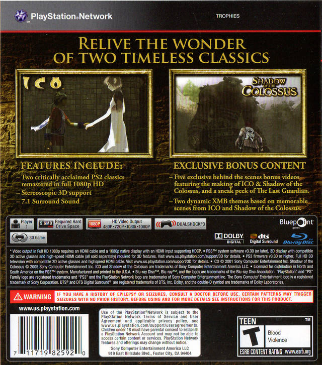The ICO & Shadow of the Colossus Collection - (PS3) PlayStation 3 Video Games SCEA